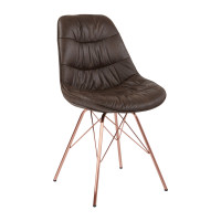 OSP Home Furnishings LGD-DF41 Langdon Chair in Saddle Distressed Fabric with Rose Gold Base